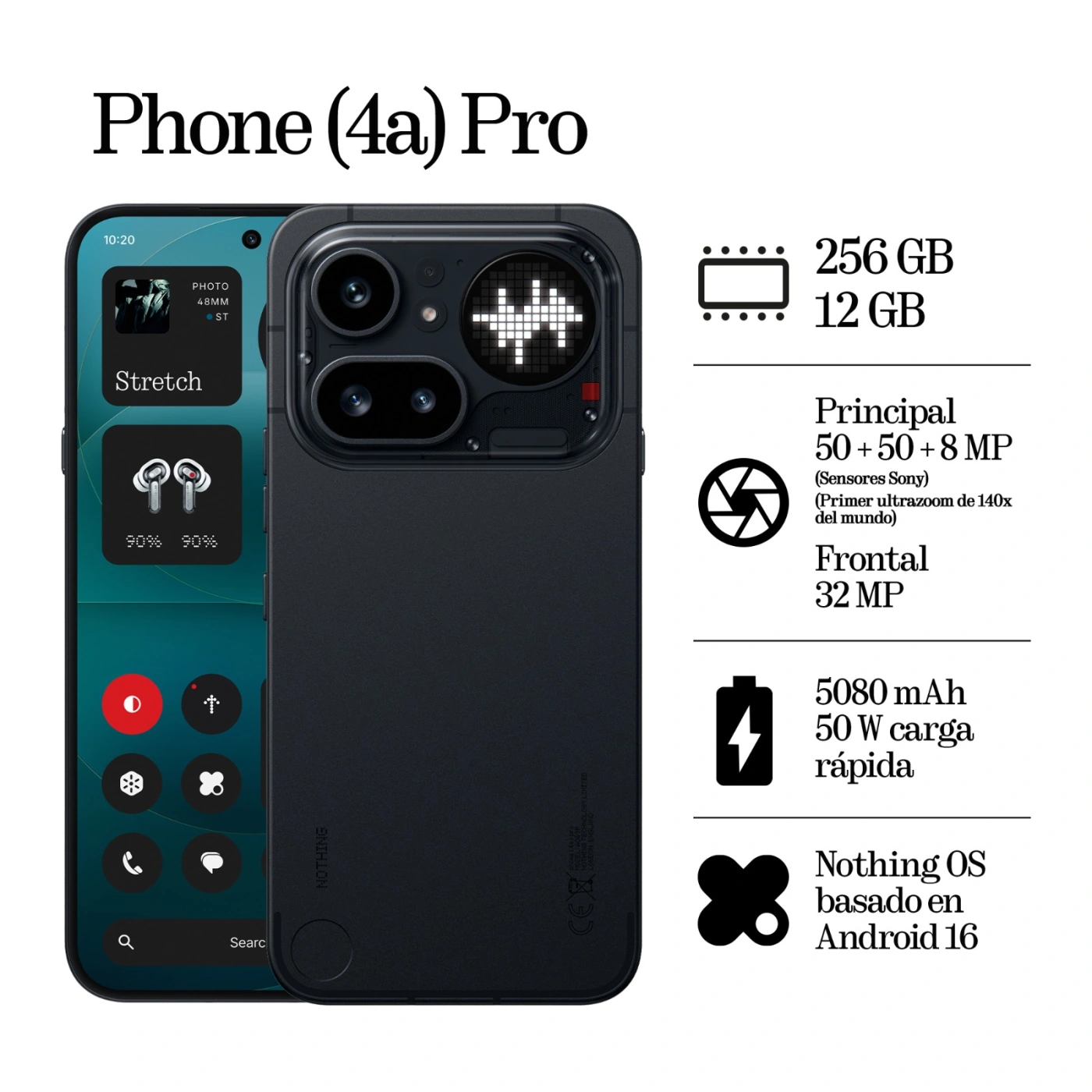 CELULAR NOTHING 4A PRO 256GB + 12GB BLACK - 8