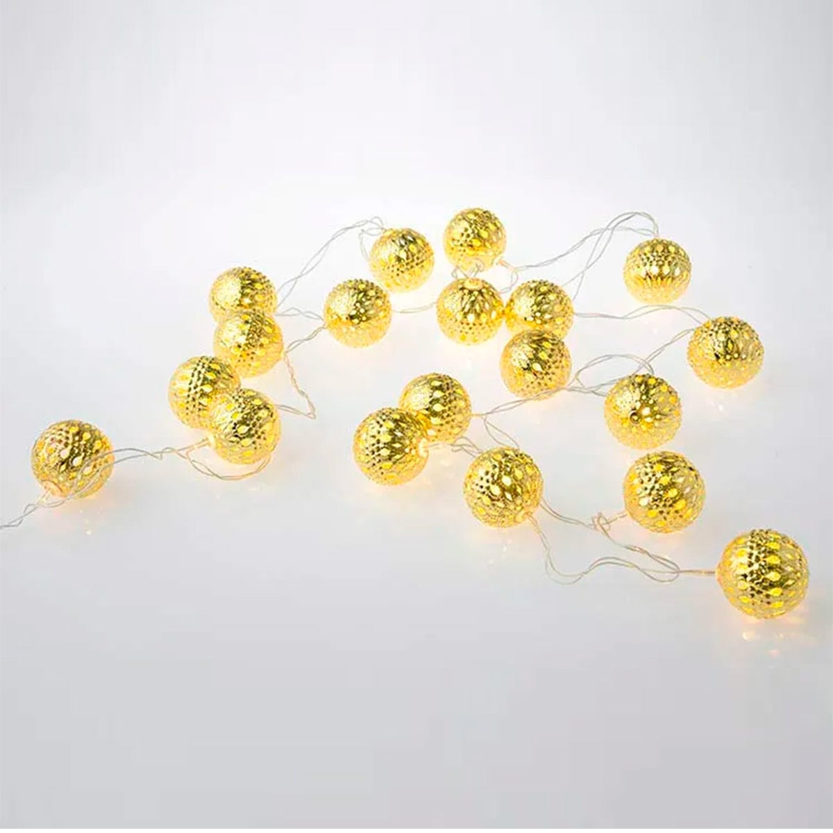 LUCES DE NAVIDAD RIPLEY HOME 20 FIGURAS METAL ESFERA 4 CM DORADO - 1