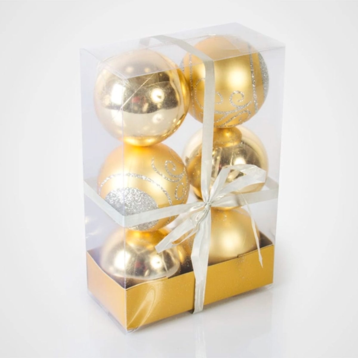 PACK X6 BOLAS DE NAVIDAD RIPLEY HOME DORADO 8 CM - 1