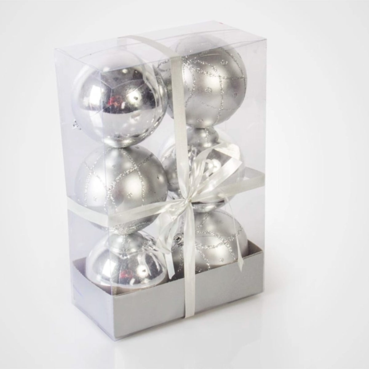 PACK X6 BOLAS DE NAVIDAD RIPLEY HOME PLATEADO 8 CM - 1