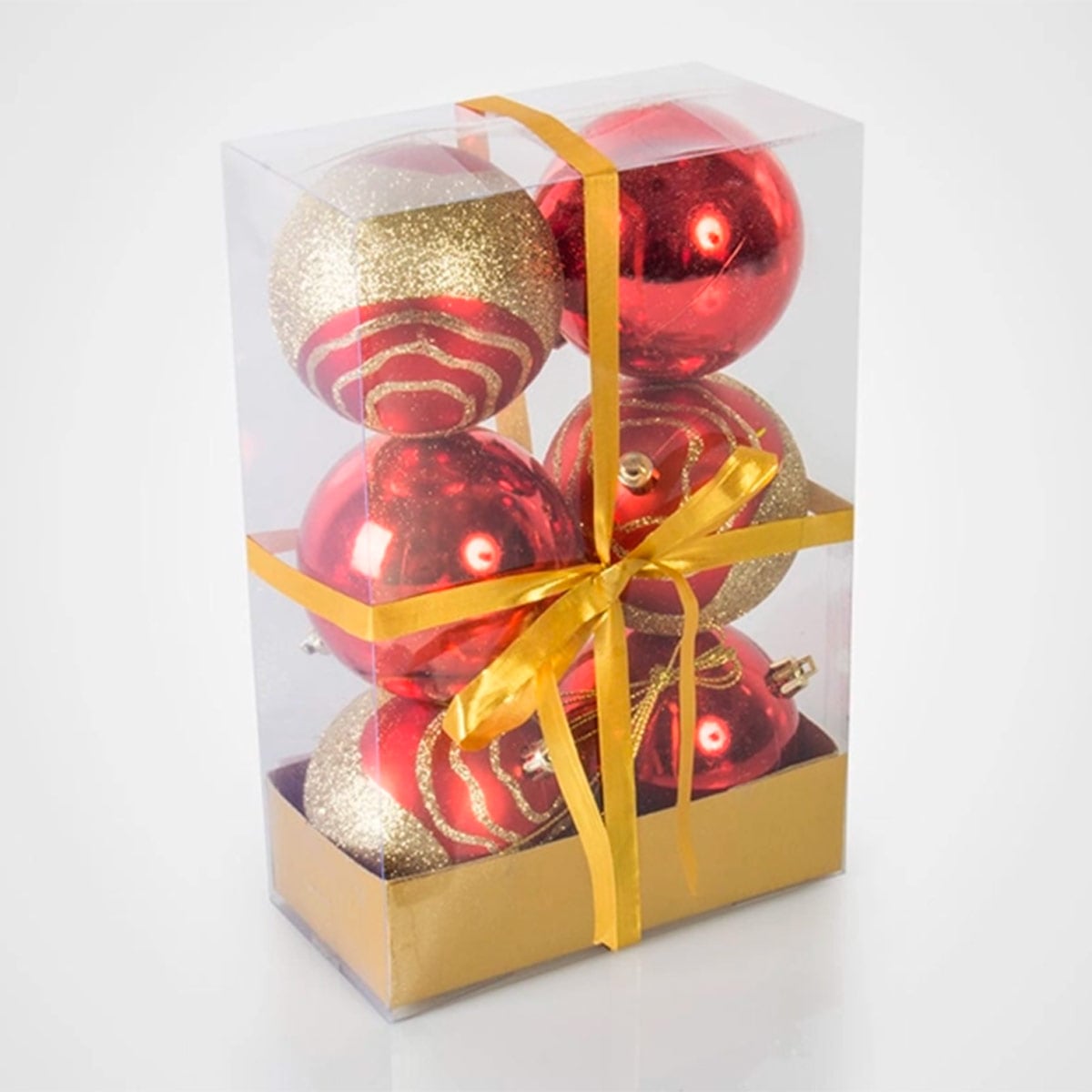 PACK X6 BOLAS DE NAVIDAD RIPLEY HOME ROJO/DORADO 8 CM - 1