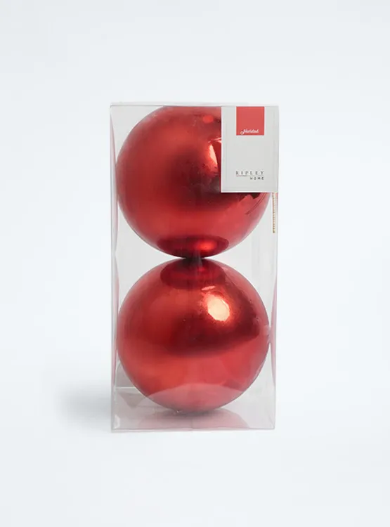 PACK 2 BOLAS DE NAVIDAD RIPLEY HOME ROJAS 15 CM - 1