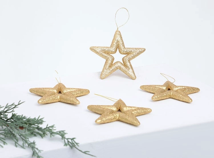 SET X4 ADORNOS PARA ÁRBOL RIPLEY HOME ESTRELLAS 13CM - 1