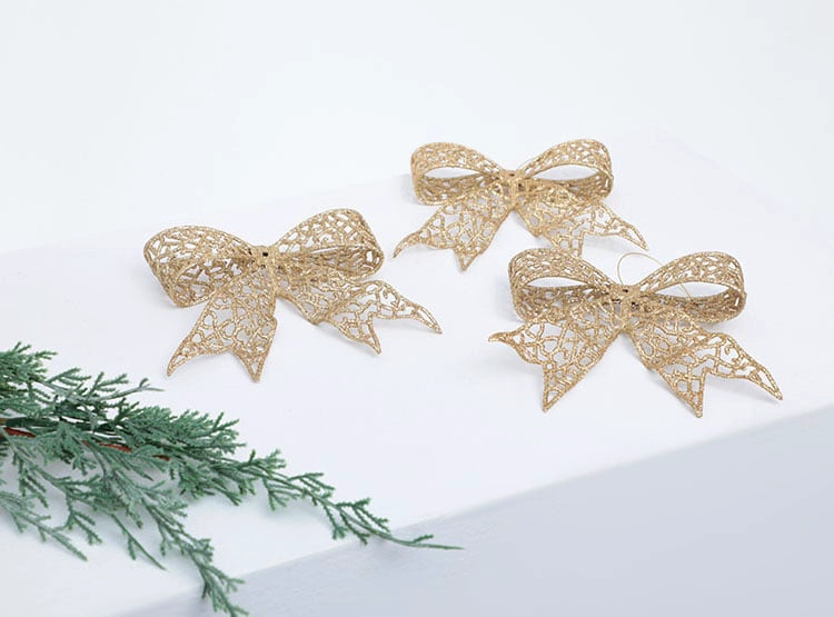 SETX3 LAZOS NAVIDEÑOS RIPLEY HOME DORADO 12CM - 1