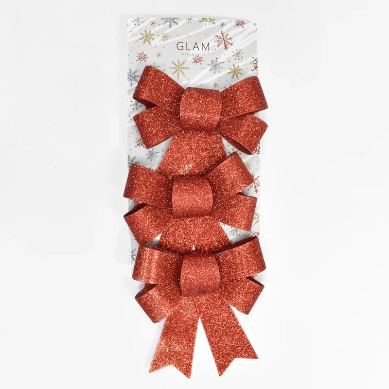 SETX3 LAZOS NAVIDEÑOS PARA ÁRBOL RIPLEY HOME ROJO 12.5CM - 1