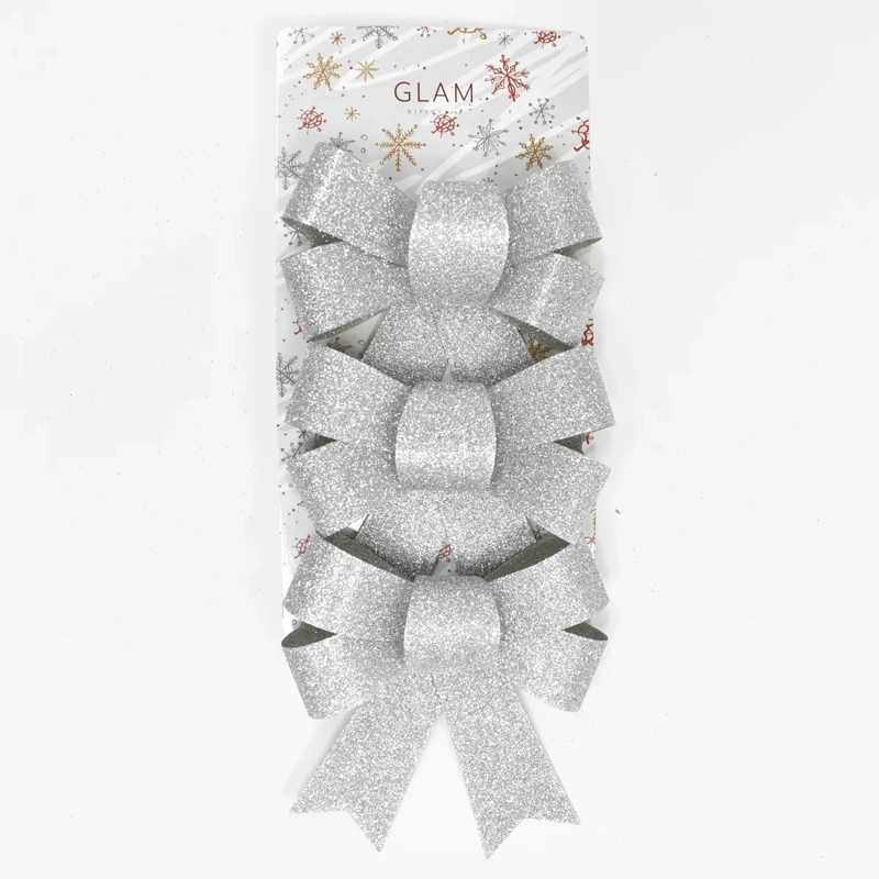 SET X3 LAZOS NAVIDEÑOS PARA ÁRBOL RIPLEY HOME PLATEADO 12.5CM - 1