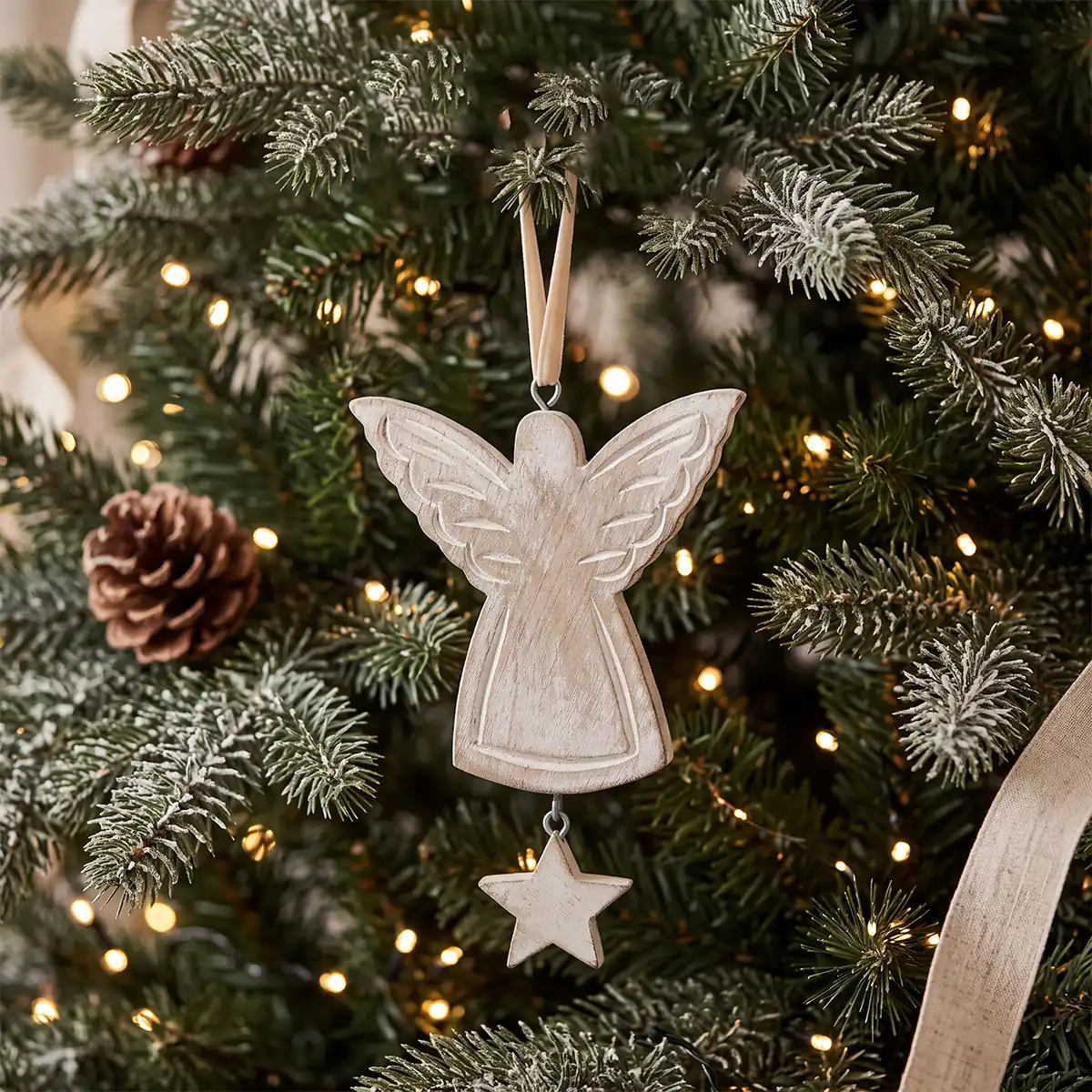 ADORNO NAVIDEÑO PARA ÁRBOL MAISON LINETT ANGEL MADERA 15 CM - 1