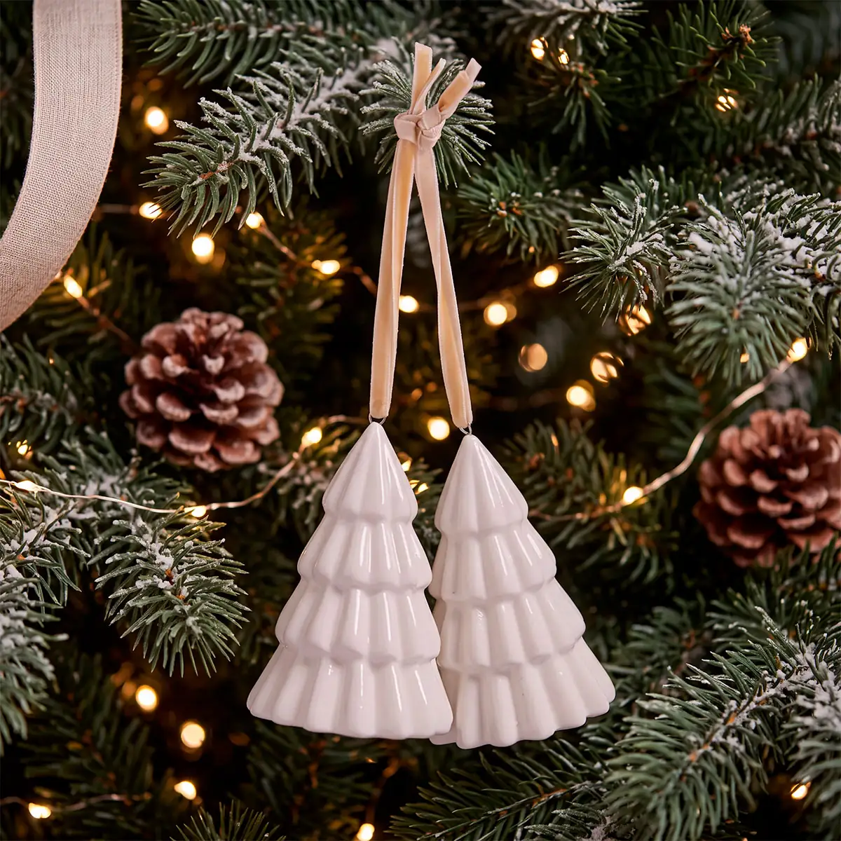 SETX2 ADORNOS NAVIDEÑOS PARA ÁRBOL MAISON LINETT PORCELANA 8.6 CM - 1