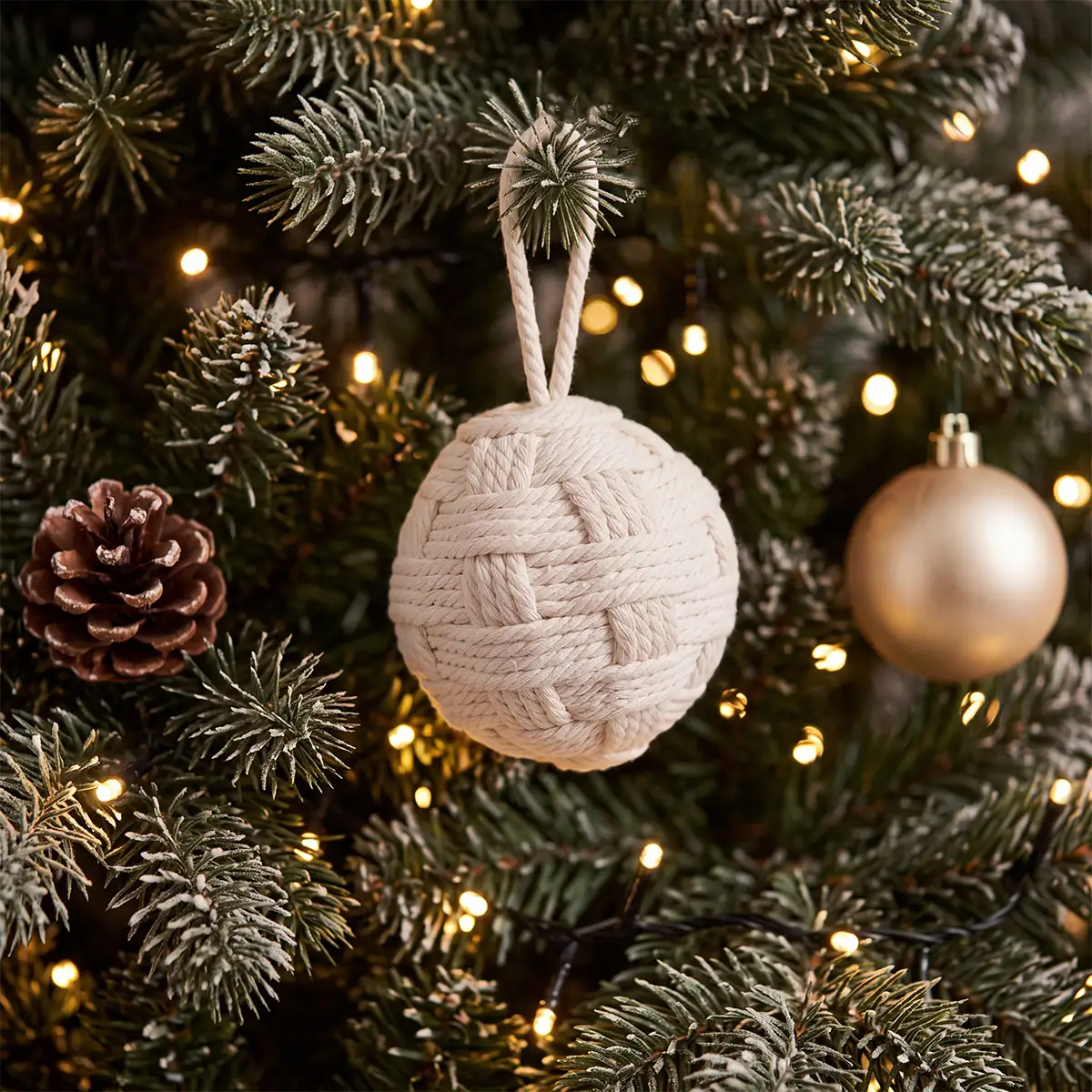 ADORNO NAVIDEÑO PARA ÁRBOL MAISON LINETT ESFERA TEJIDA 10 CM - 1