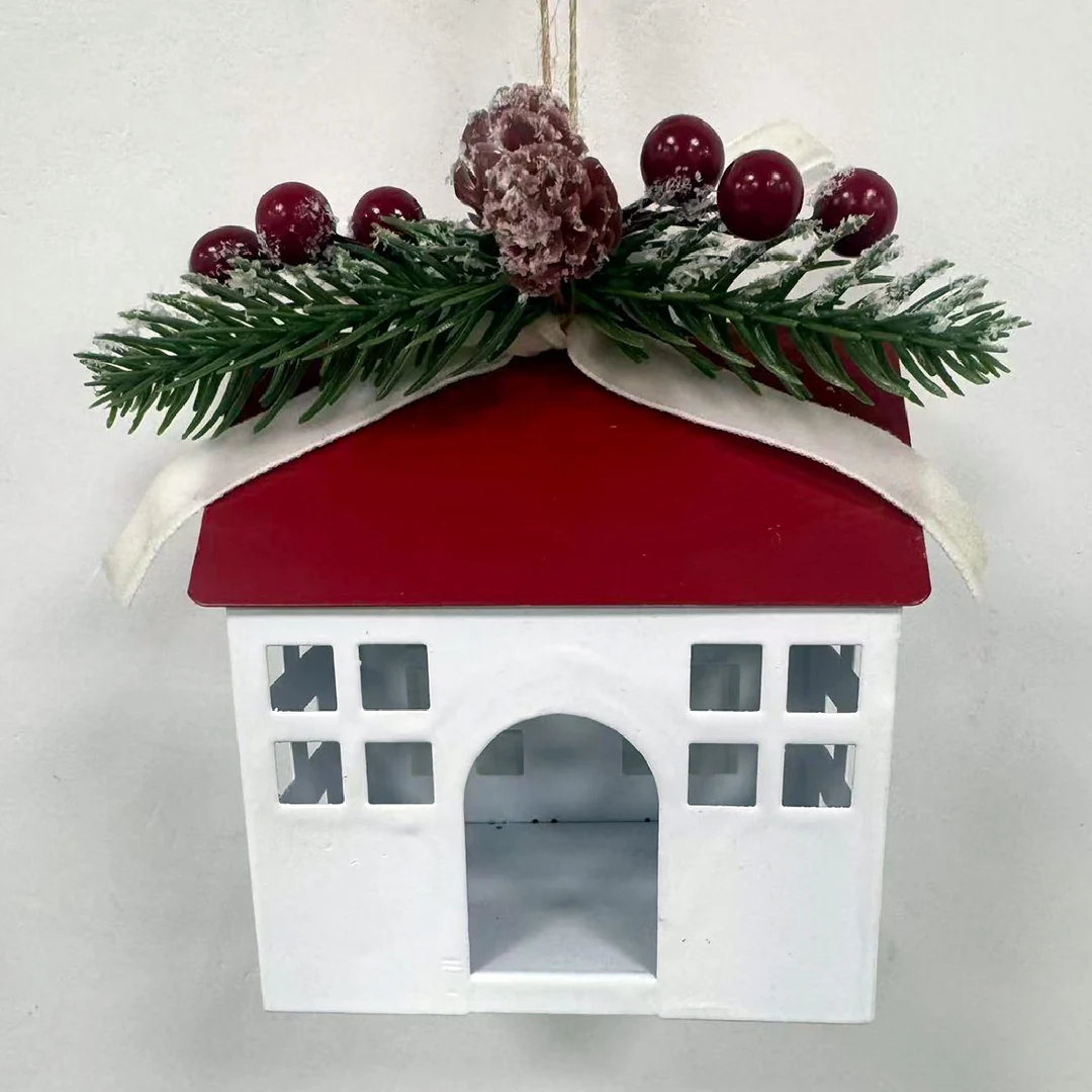 ADORNO NAVIDEÑO PARA ÁRBOL RIPLEY HOME CASA BLANCA Y ROJO 12 CM - 1