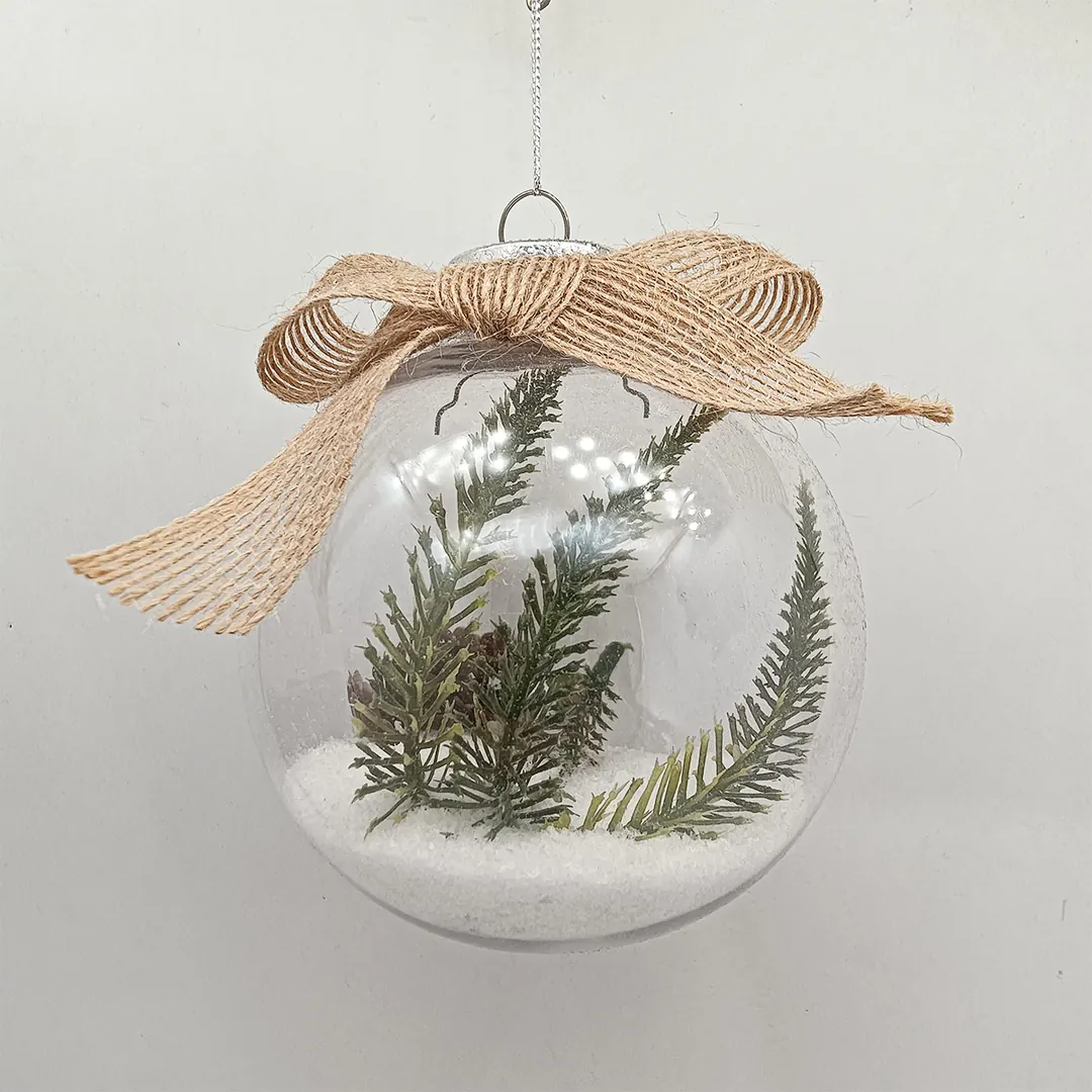 ADORNO NAVIDEÑO PARA ÁRBOL RIPLEY HOME ESFERA TRANSPARENTE NIEVE 10 CM - 1