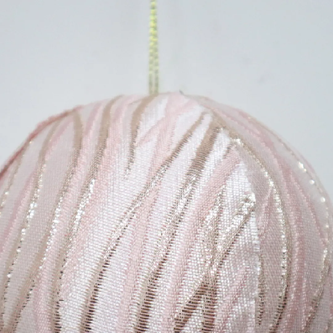 ADORNO NAVIDEÑO PARA ÁRBOL RIPLEY HOME ESFERA ROSADA LINEAS DORADAS 10 CM - 1