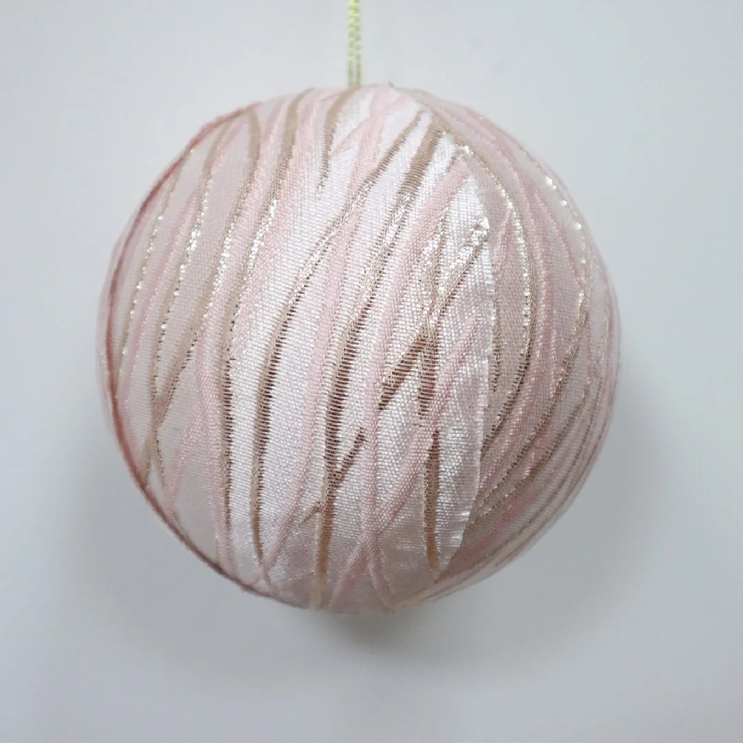 ADORNO NAVIDEÑO PARA ÁRBOL RIPLEY HOME ESFERA ROSADA LINEAS DORADAS 10 CM - 2