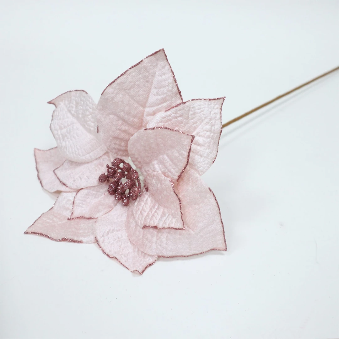 FLOR NAVIDEÑA RIPLEY HOME GLITTER ROSADO 60 CM - 1