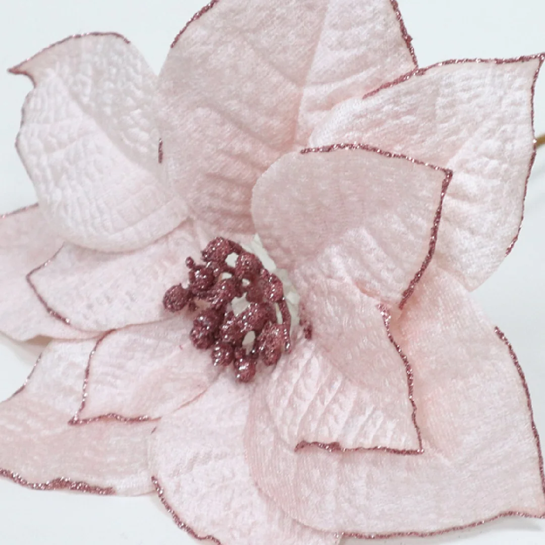 FLOR NAVIDEÑA RIPLEY HOME GLITTER ROSADO 60 CM - 2