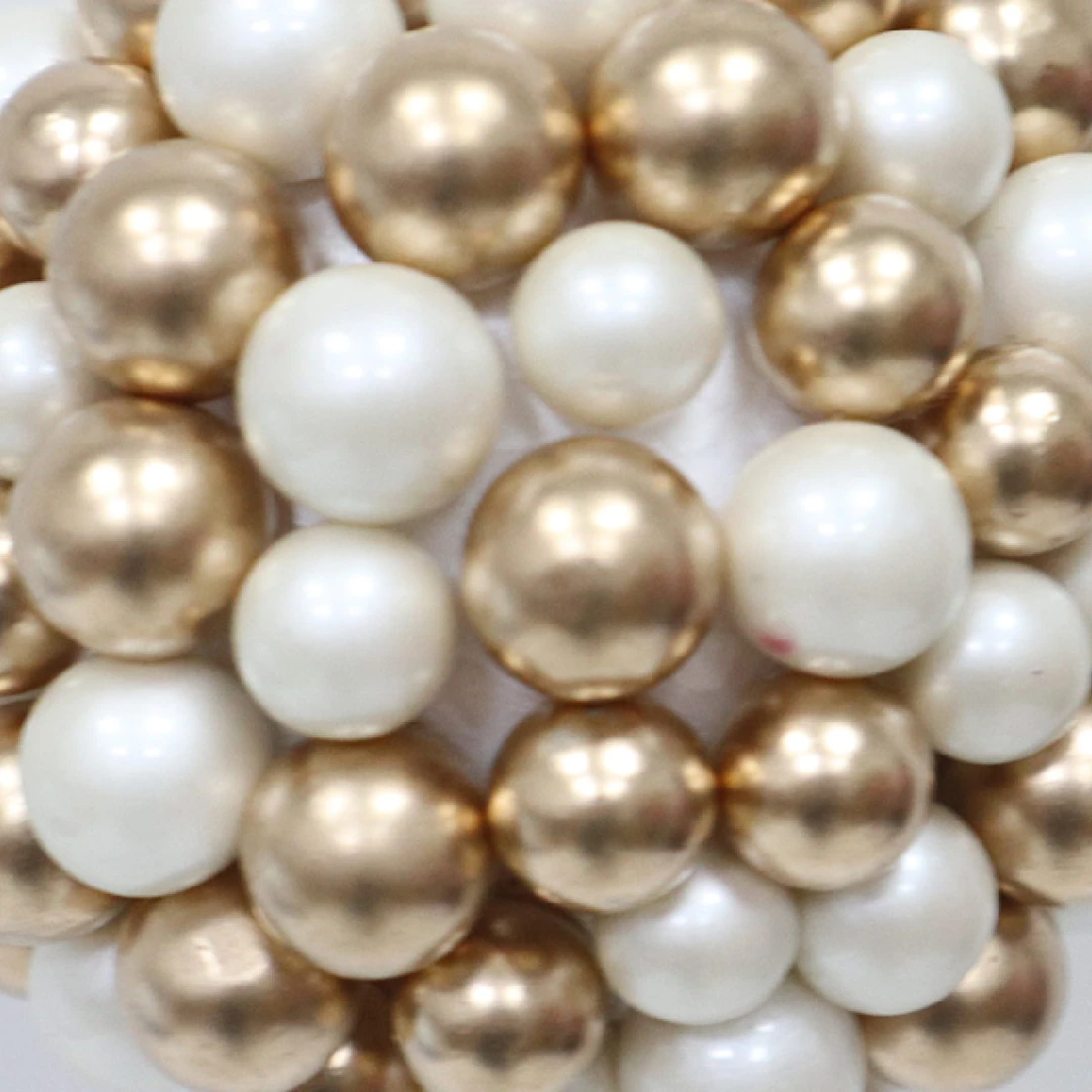 ADORNO NAVIDEÑO PARA ÁRBOL RIPLEY HOME ESFERA PERLAS BLANCAS Y DORADAS 9 CM - 2
