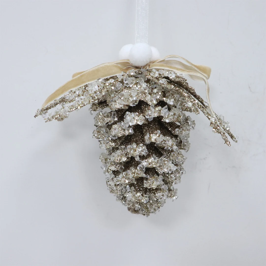 ADORNO NAVIDEÑO PARA ÁRBOL RIPLEY HOME PIÑA GOLD 12 CM - 1