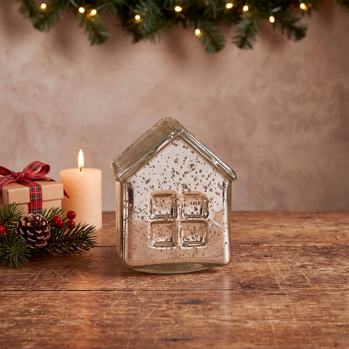 ADORNO NAVIDEÑO RIPLEY HOME CASA VIDRIO 12 CM - 1