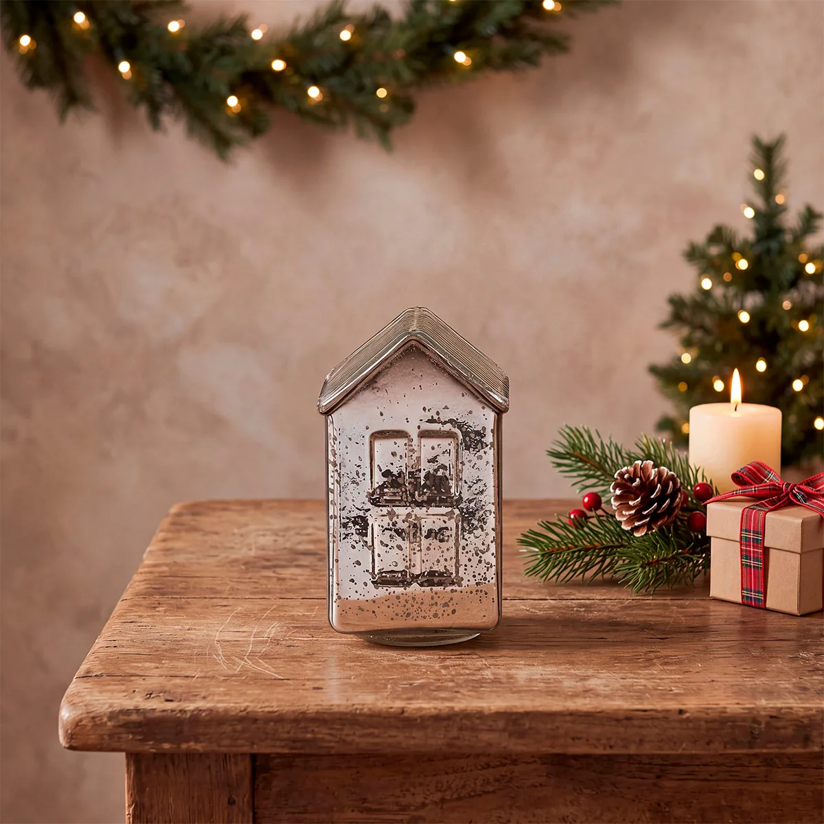 ADORNO NAVIDEÑO RIPLEY HOME CASA VIDRIO 15 CM - 1