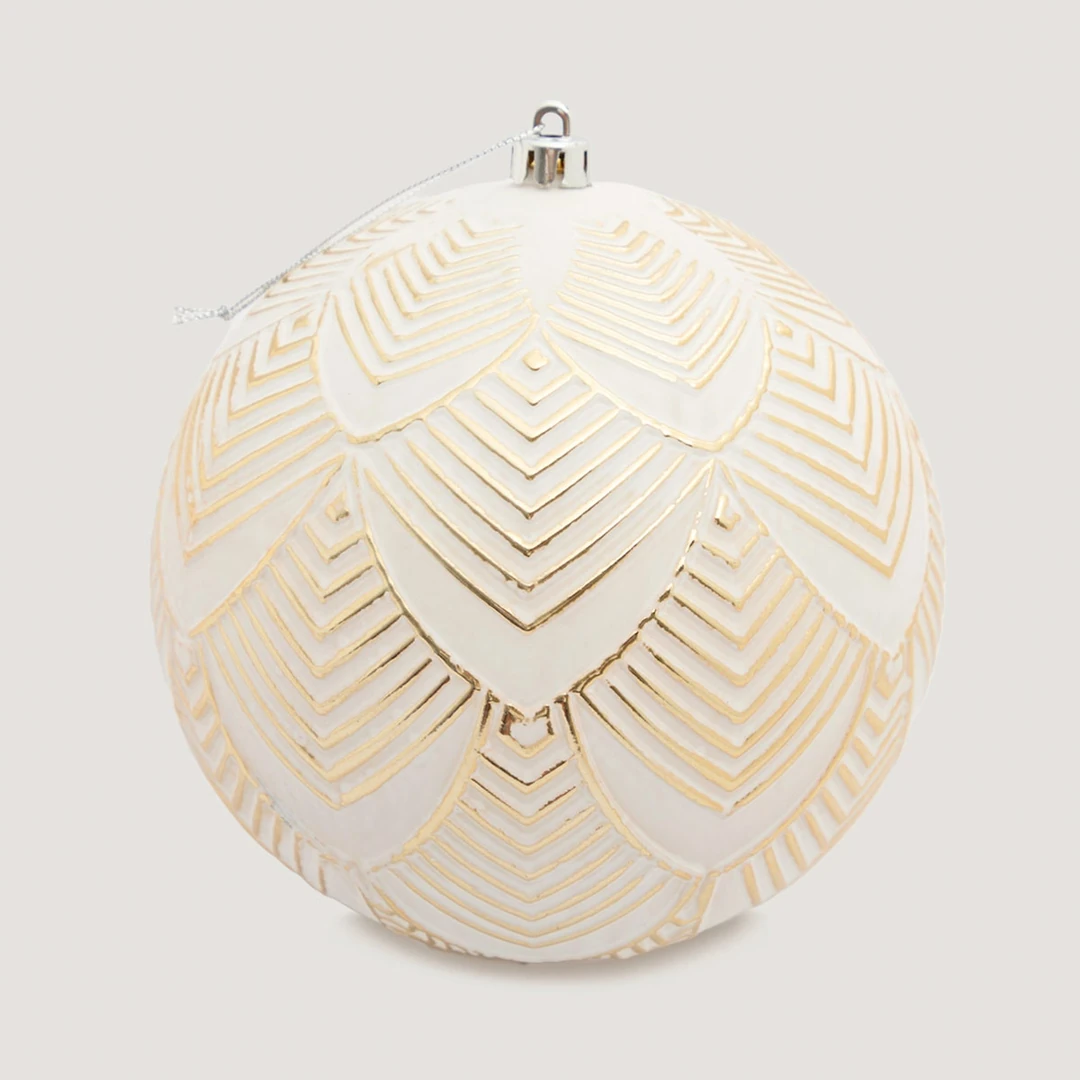 ADORNO NAVIDEÑO PARA ÁRBOL RIPLEY HOME ESFERA RAYAS GOLD 15 CM - 2