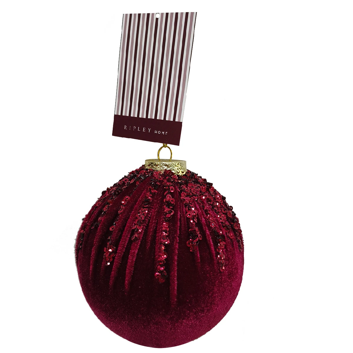 ADORNO NAVIDEÑO PARA ÁRBOL RIPLEY HOME ESFERA LINEAS BRILLO 10 CM - 1