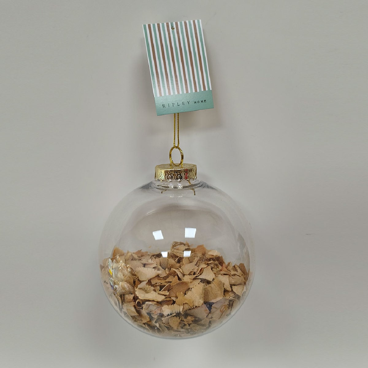 ADORNO NAVIDEÑO PARA ÁRBOL RIPLEY HOME ESFERA TRANSPARENTE ASERRÍN 15 CM - 1