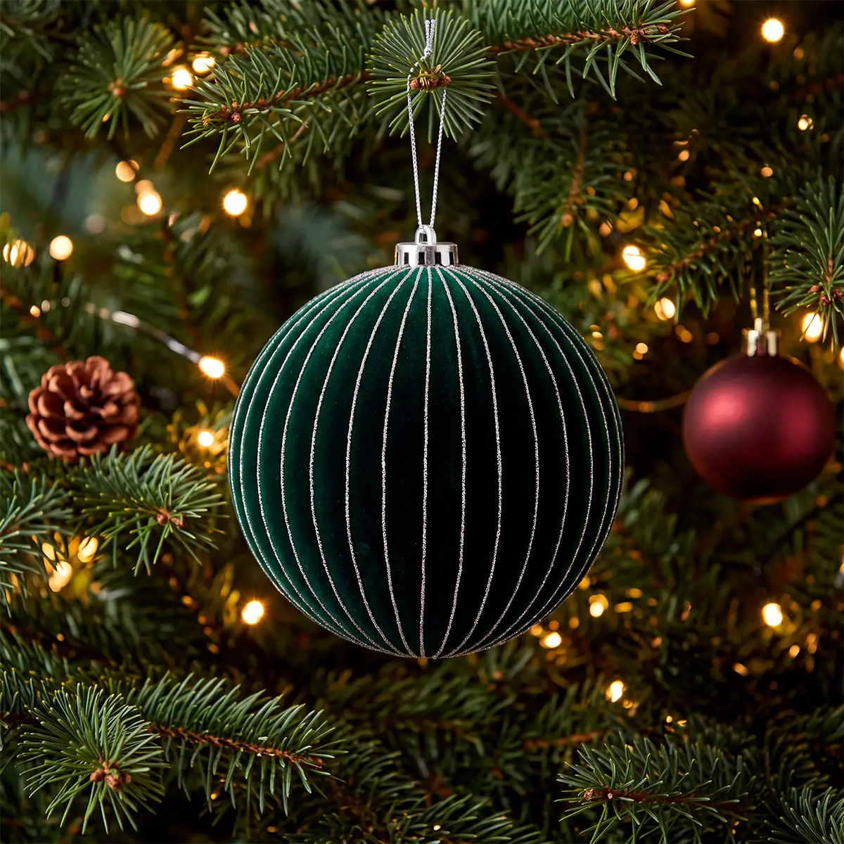 ADORNO NAVIDEÑO PARA ÁRBOL RIPLEY HOME ESFERA ACANALADA BRILLO 15 CM - 1