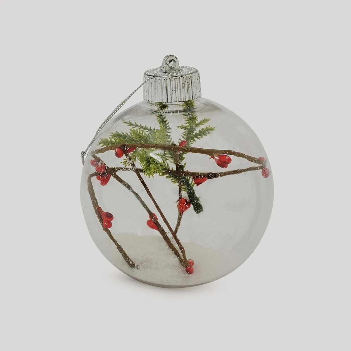 ADORNO NAVIDEÑO PARA ÁRBOL RIPLEY HOME ESFERA TRANSPARENTE RAMAS 10 CM - 1