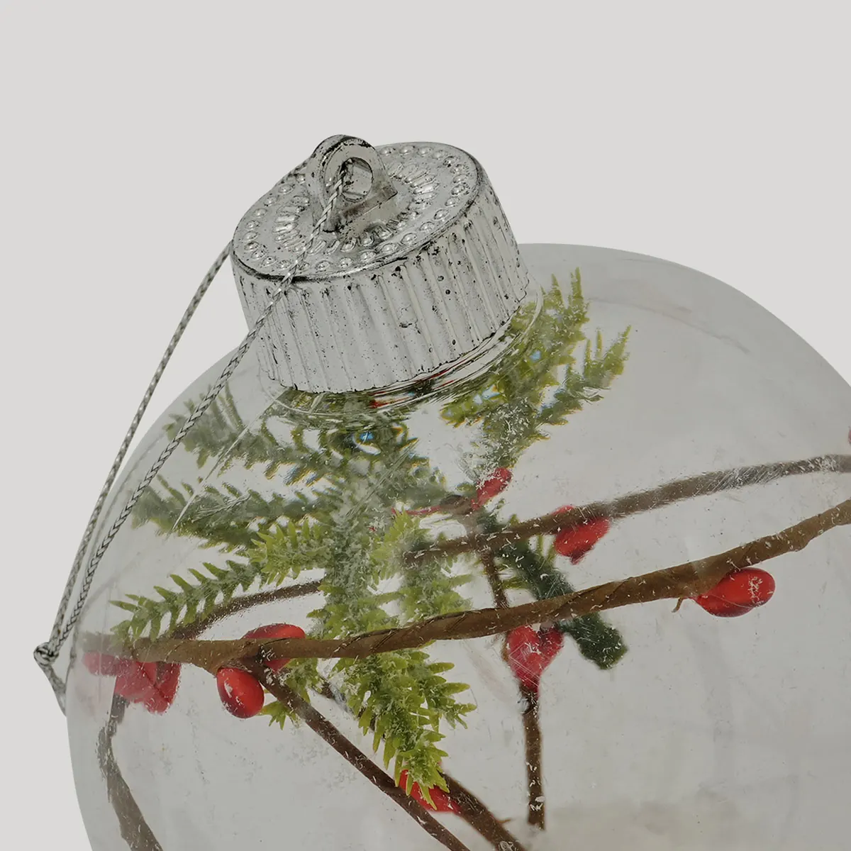 ADORNO NAVIDEÑO PARA ÁRBOL RIPLEY HOME ESFERA TRANSPARENTE RAMAS 10 CM - 2