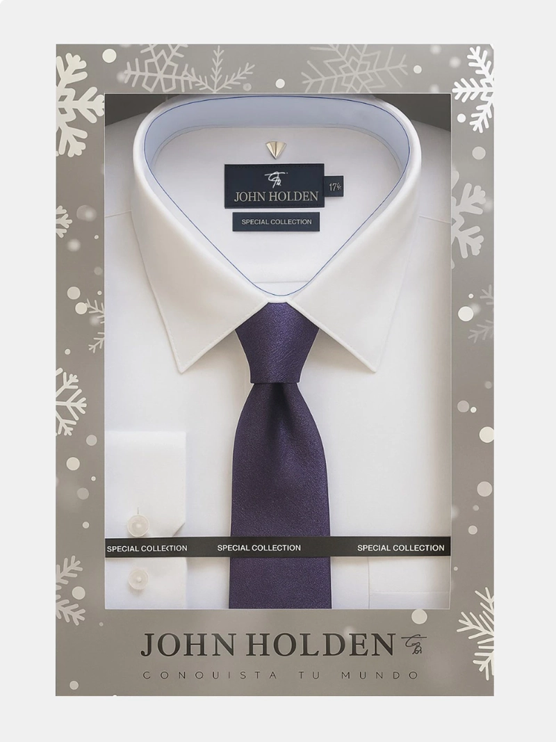 PACK CAMISA MANGA LARGA + CORBATA HOMBRE JOHN HOLDEN MLP096 - 1