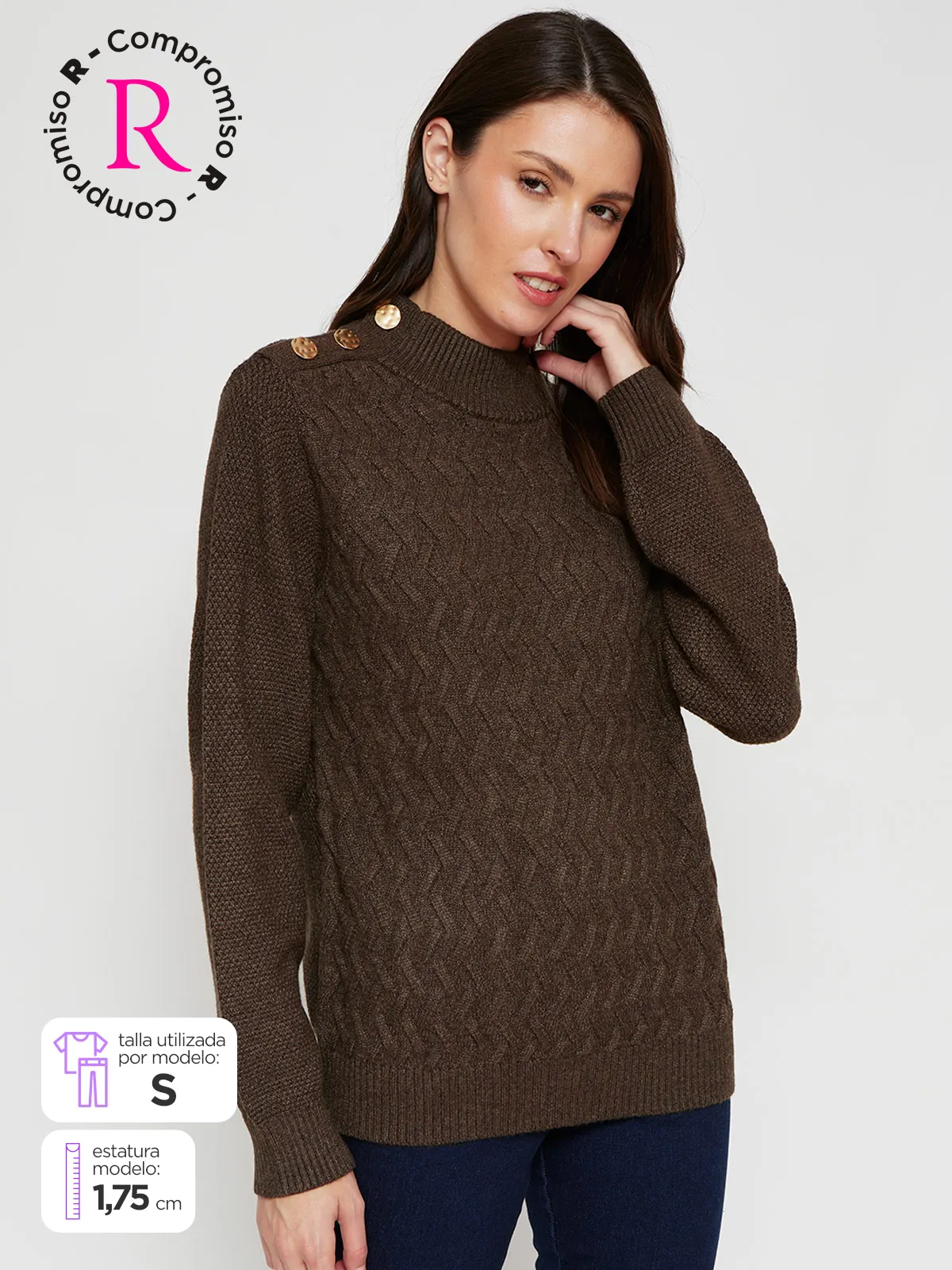 SWEATER MANGA LARGA MUJER CACHAREL TRENZA - 1