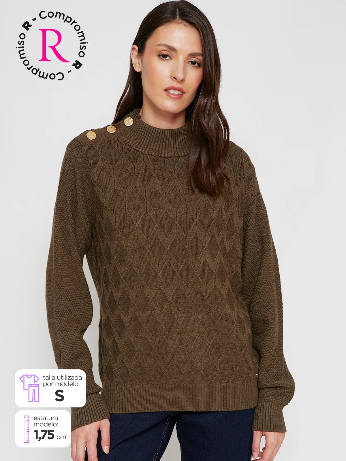 SWEATER MANGA LARGA MUJER CACHAREL TRENZA - 1