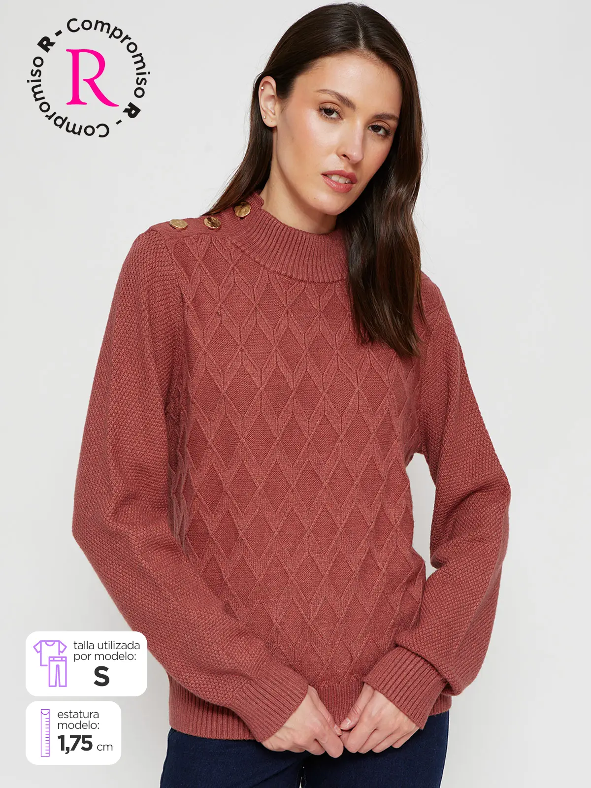 SWEATER MANGA LARGA MUJER CACHAREL TRENZA - 1