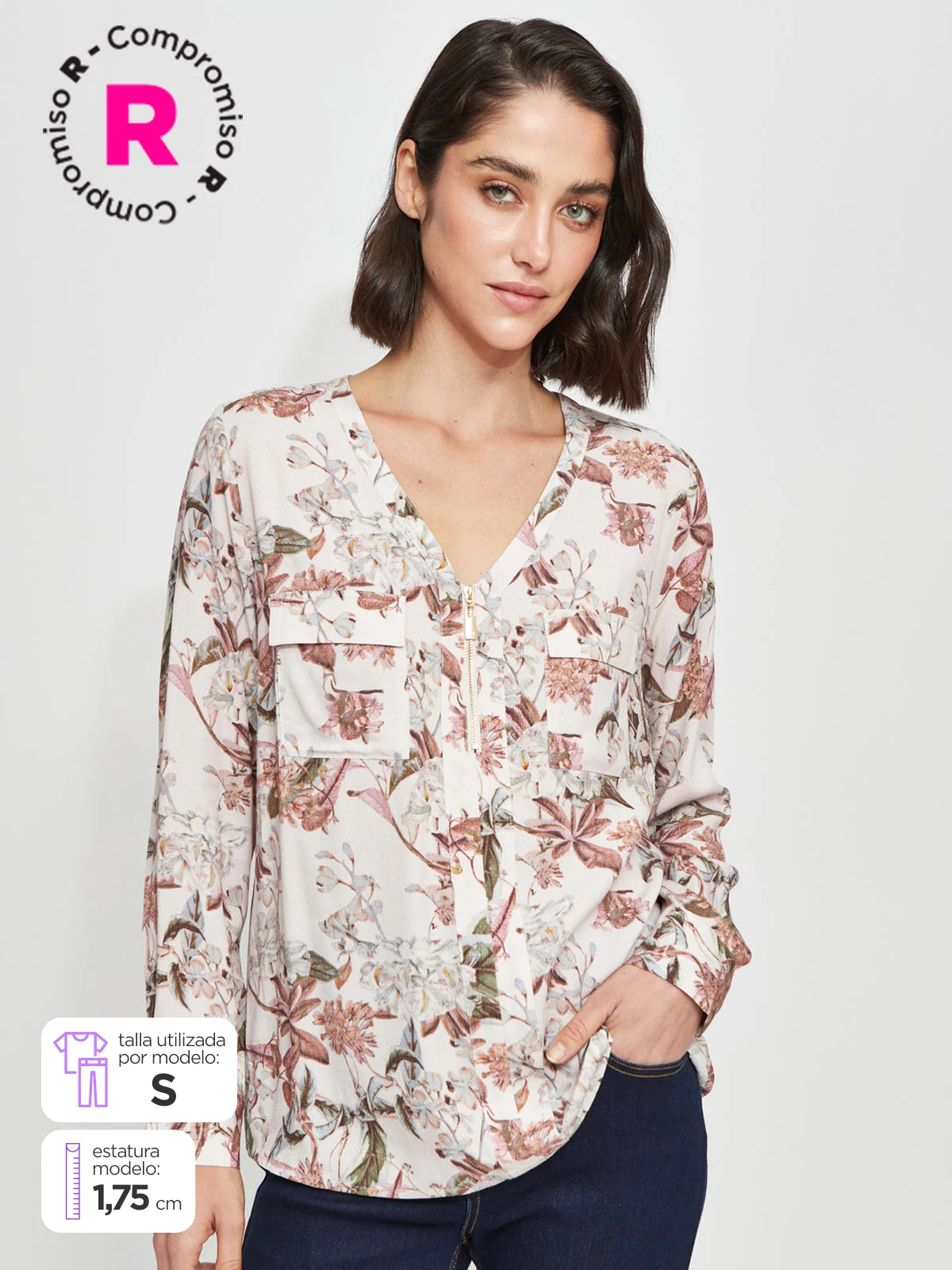 BLUSA MANGA LARGA MUJER CACHAREL CIERRE - 1