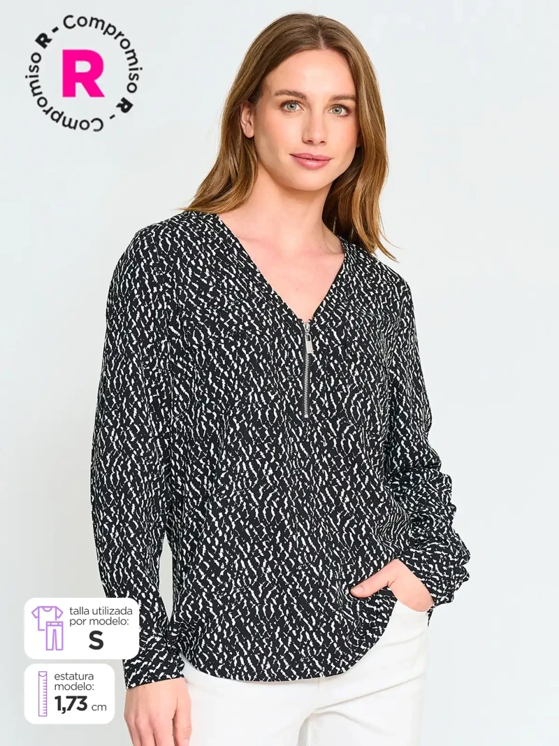 BLUSA MANGA LARGA MUJER CACHAREL CIERRE - 1