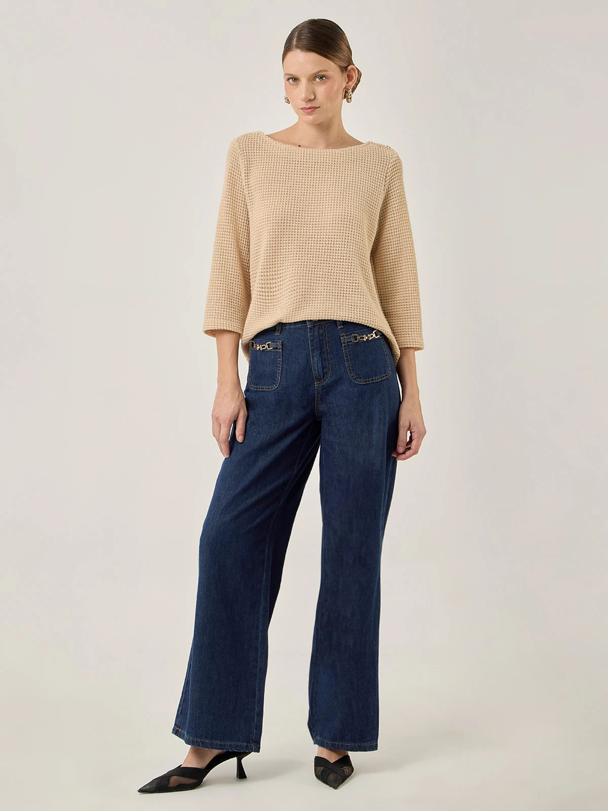 JEANS ALGODÓN MUJER CACHAREL TIRO ALTO - 1