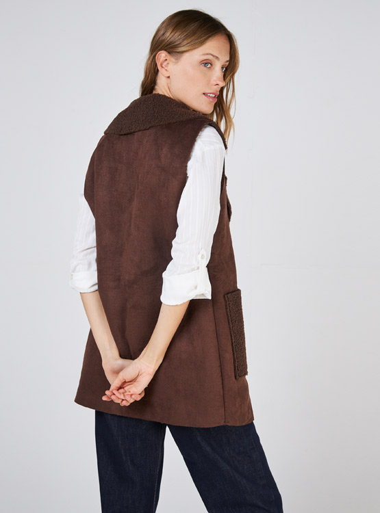 Chaleco Polar Sin Mangas Para Mujer - Con Bolsillos, Cuello En V, Abrigado, Para Otoño E Invierno, Varios Colores