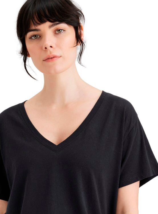 POLO MANGA CORTA ALGODÓN MUJER DOCKERS NEGRO ORIGINAL DEEP V - 4