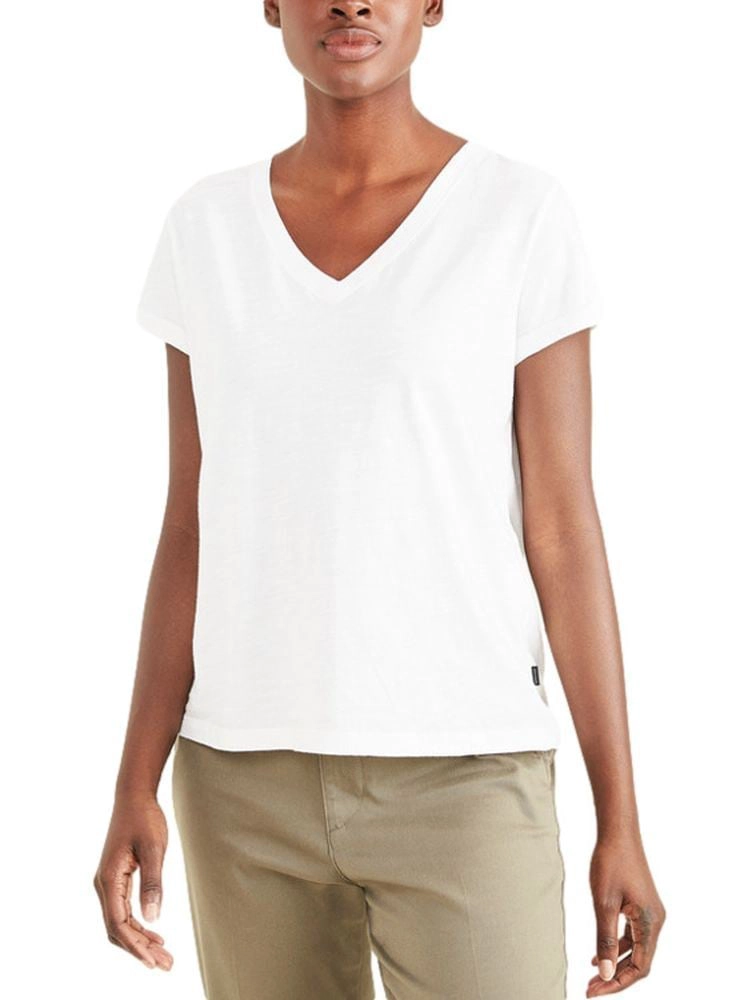 POLO MANGA CORTA ALGODÓN MUJER DOCKERS BLANCO FAVORITE V-NECK - 2