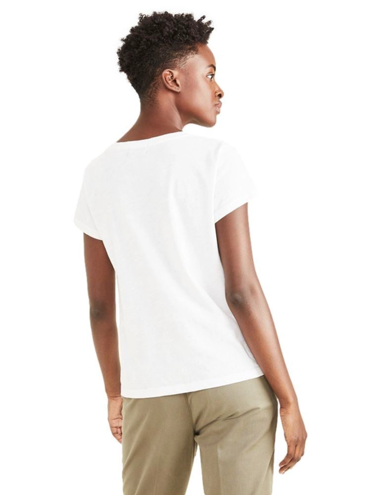 POLO MANGA CORTA ALGODÓN MUJER DOCKERS BLANCO FAVORITE V-NECK - 3