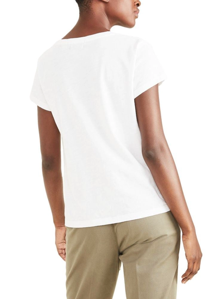 POLO MANGA CORTA ALGODÓN MUJER DOCKERS BLANCO FAVORITE V-NECK - 4