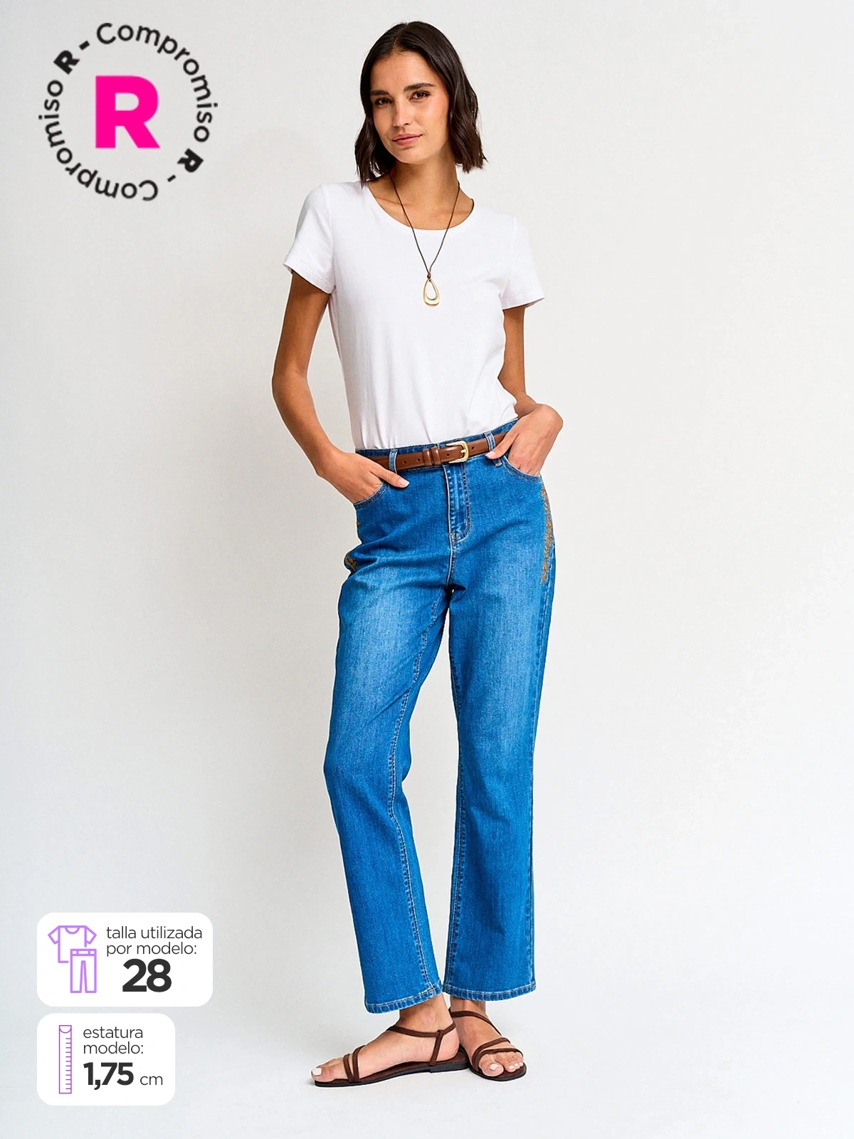 JEANS REGULAR MUJER AZIZ BORDADO - 1