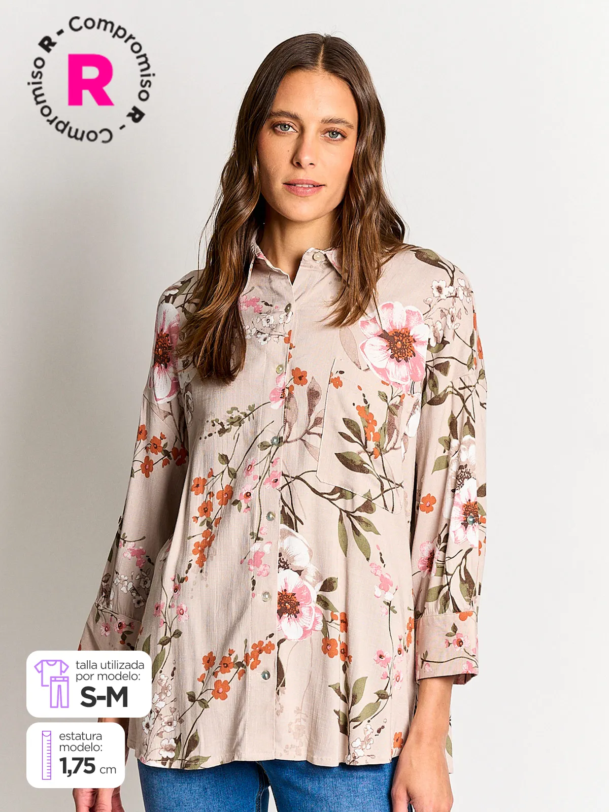 BLUSA MANGA 3/4 MUJER AZIZ FLORES - 1