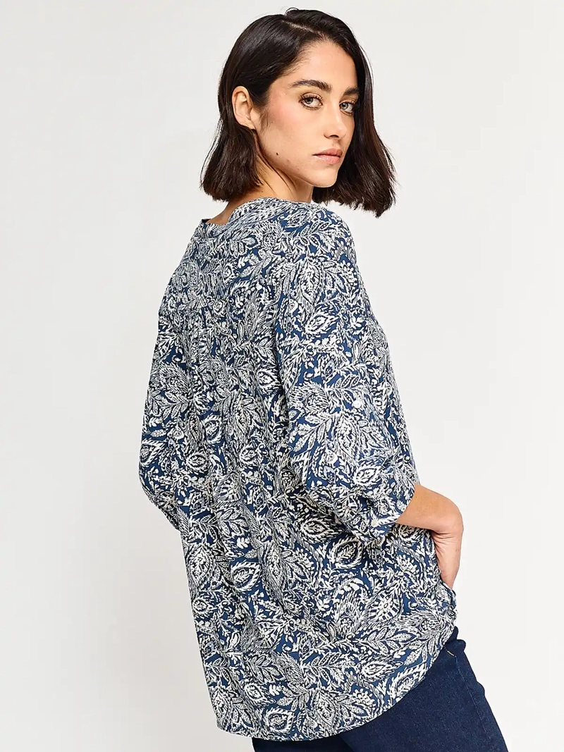 BLUSA MANGA 3/4 MUJER AZIZ CUELLO MAO PRINT - 2