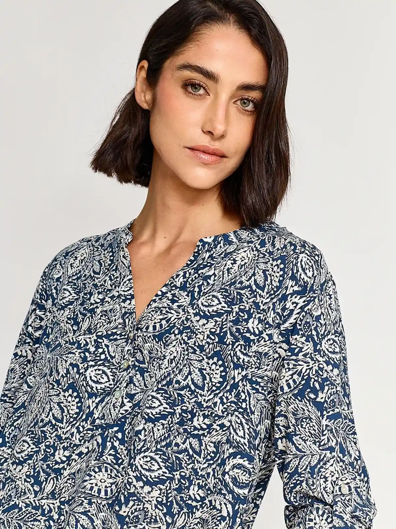 BLUSA MANGA 3/4 MUJER AZIZ CUELLO MAO PRINT - 3
