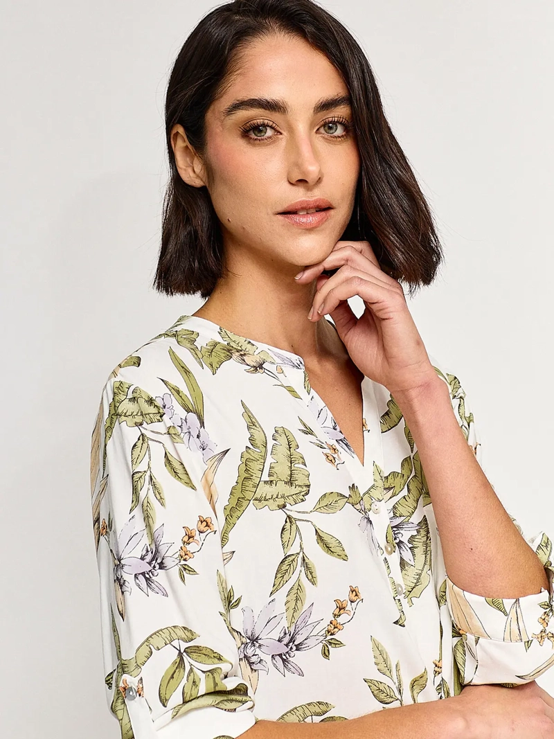 BLUSA MANGA 3/4 MUJER AZIZ CUELLO MAO PRINT - 3