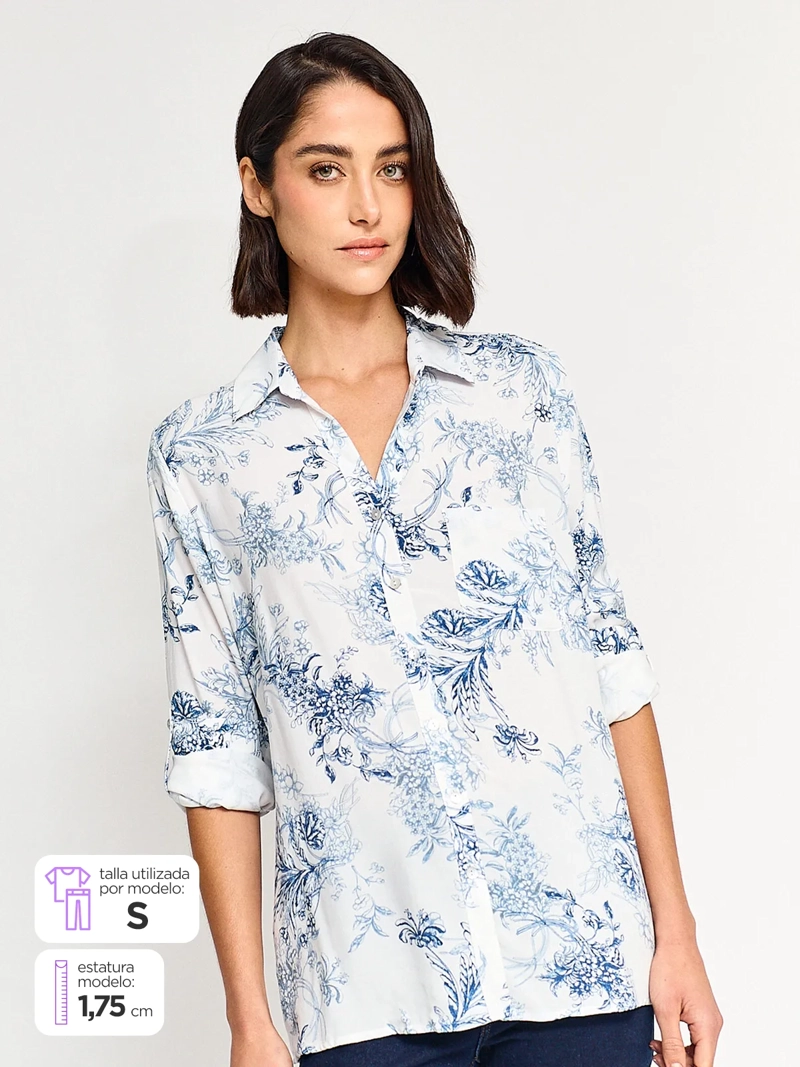 BLUSA MANGA LARGA MUJER AZIZ CAMI PRINT - 1