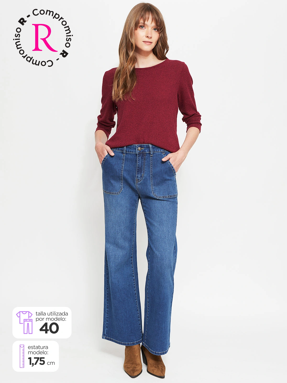 JEANS REGULAR MUJER AZIZ LAVADO - 1