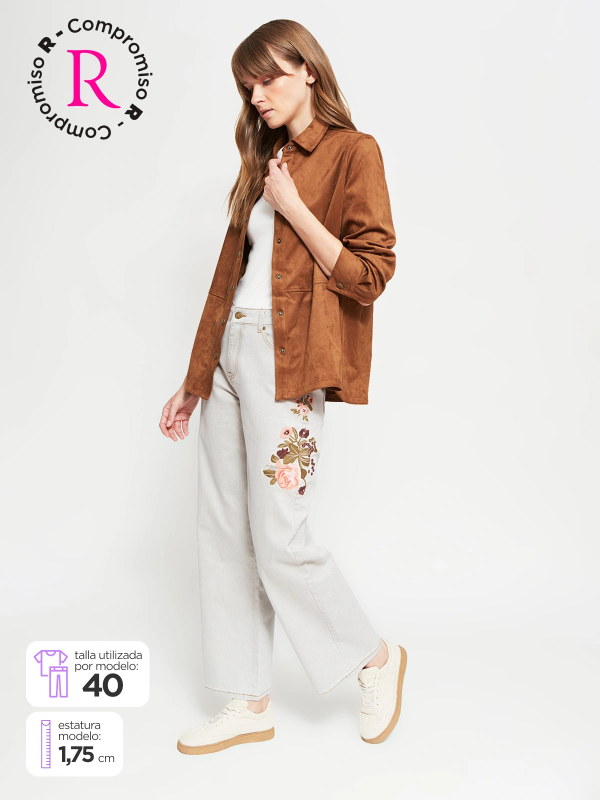 JEANS REGULAR MUJER AZIZ FLOREADO - 1