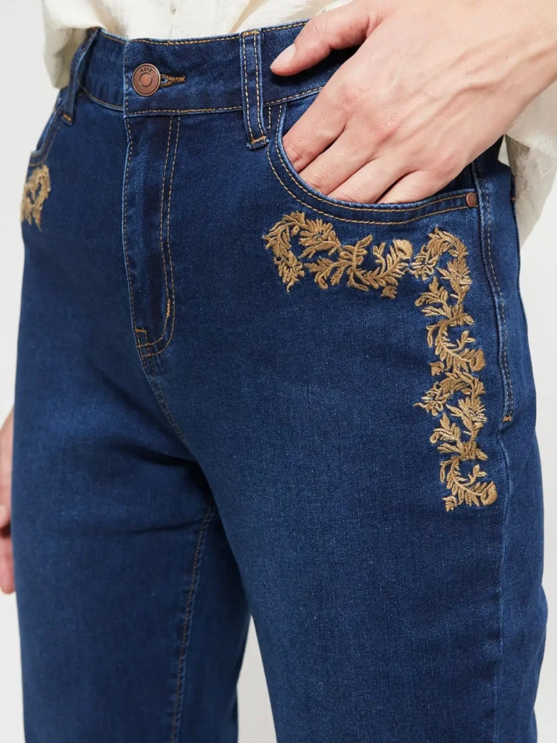 JEANS REGULAR MUJER AZIZ BORDADO - 4